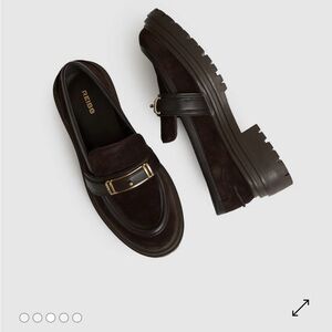 Reiss Dark Brown Loafers with Gold Accent